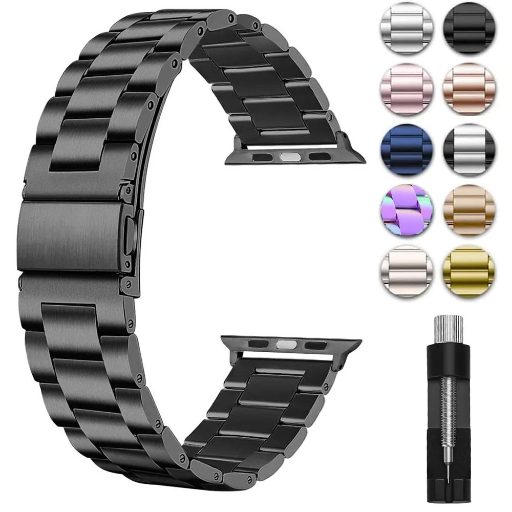 

Ремешок из нержавеющей стали для Apple Watch Band 40 41 мм 44 45 мм 49 мм 42 46 мм Серия 10 9 8 7 6 SE Ultra 54321 Металлический браслет Iwatch