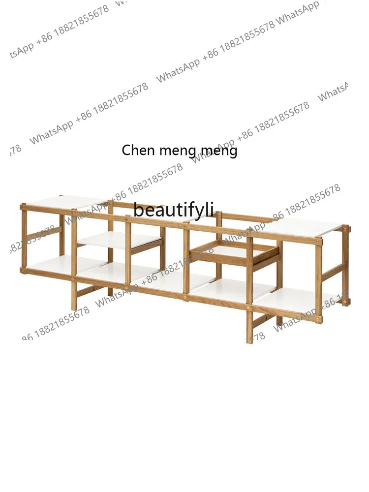 

X Solid Wood Nordic Bookshelf and Storage Shelf Floor Integrated Living Room Home Magazine Bookcase Display Rack