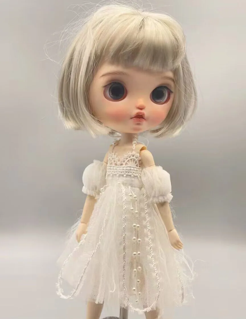 2025 Sweet French style white Blythe dress 1/6 30cm(Fit for azone,Pullip,Ob22/24/26, Licca)