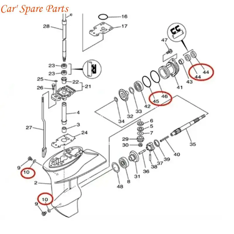 Y4UA Oil Seal 93101-17054 for Lower Unit Service Repair, 8 Piece Gearcase Set with Gasket Pieces and Reference