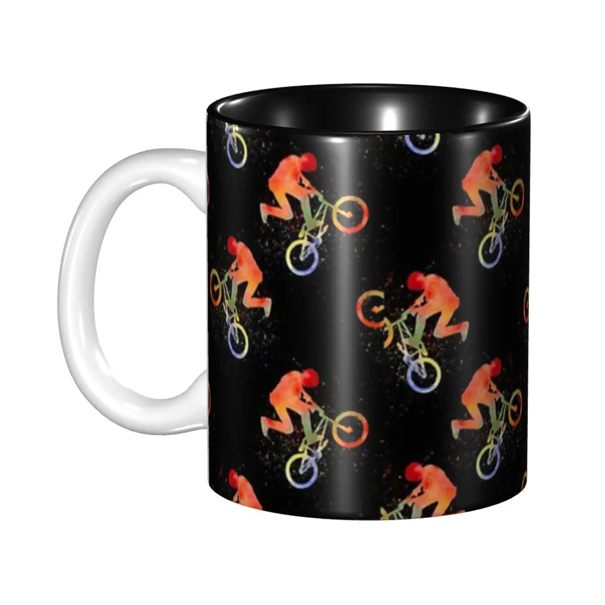 

BMX Watercolor On Black Mug Funny Ceramic Coffee Cups Tea Mugs Milk Cup Drinkware Gifts for Woman Man