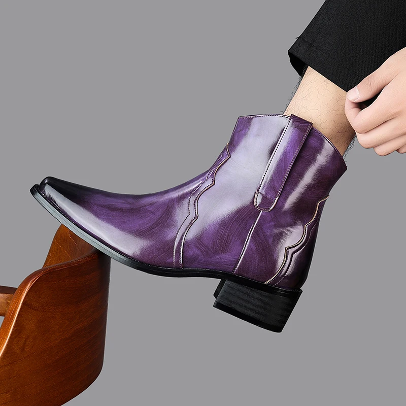 

Men High Top Boots High Heels Pointed Toes Trendy Comfortable Classic Business Banquet Shoes Sizes 38-46