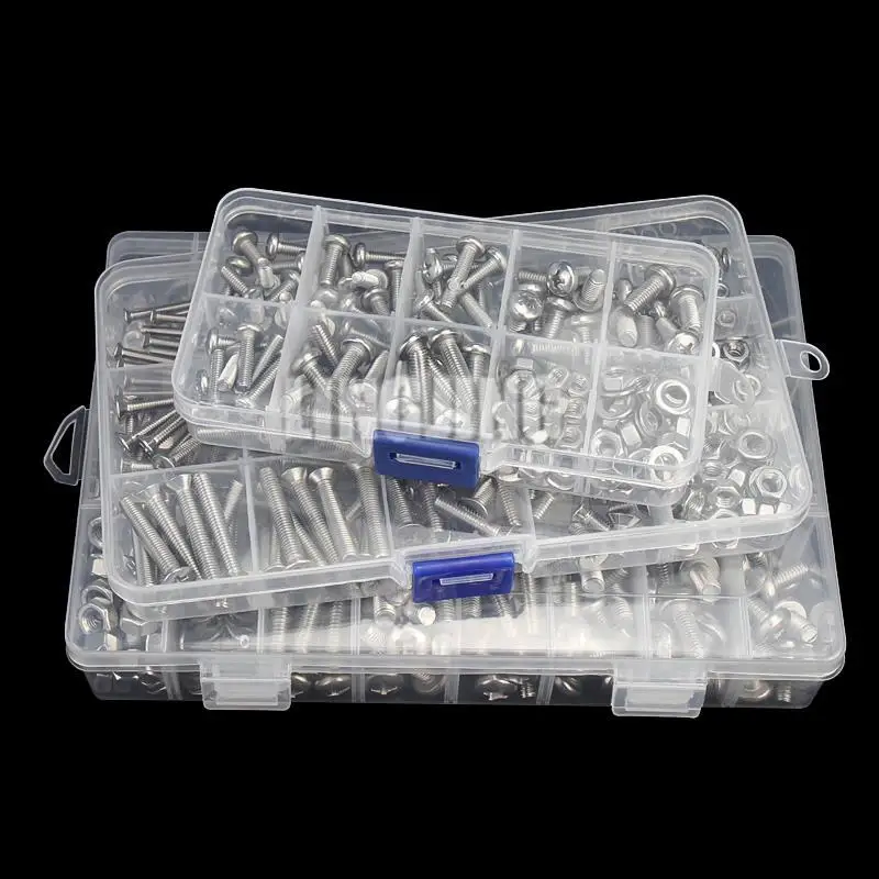 M3 M4 M5 M6 Machine Hex Schroef Set Bouten En Moeren 304 Rvs Cross Verzonken Kop Ronde Kop Schroef moer Assortiment Kit