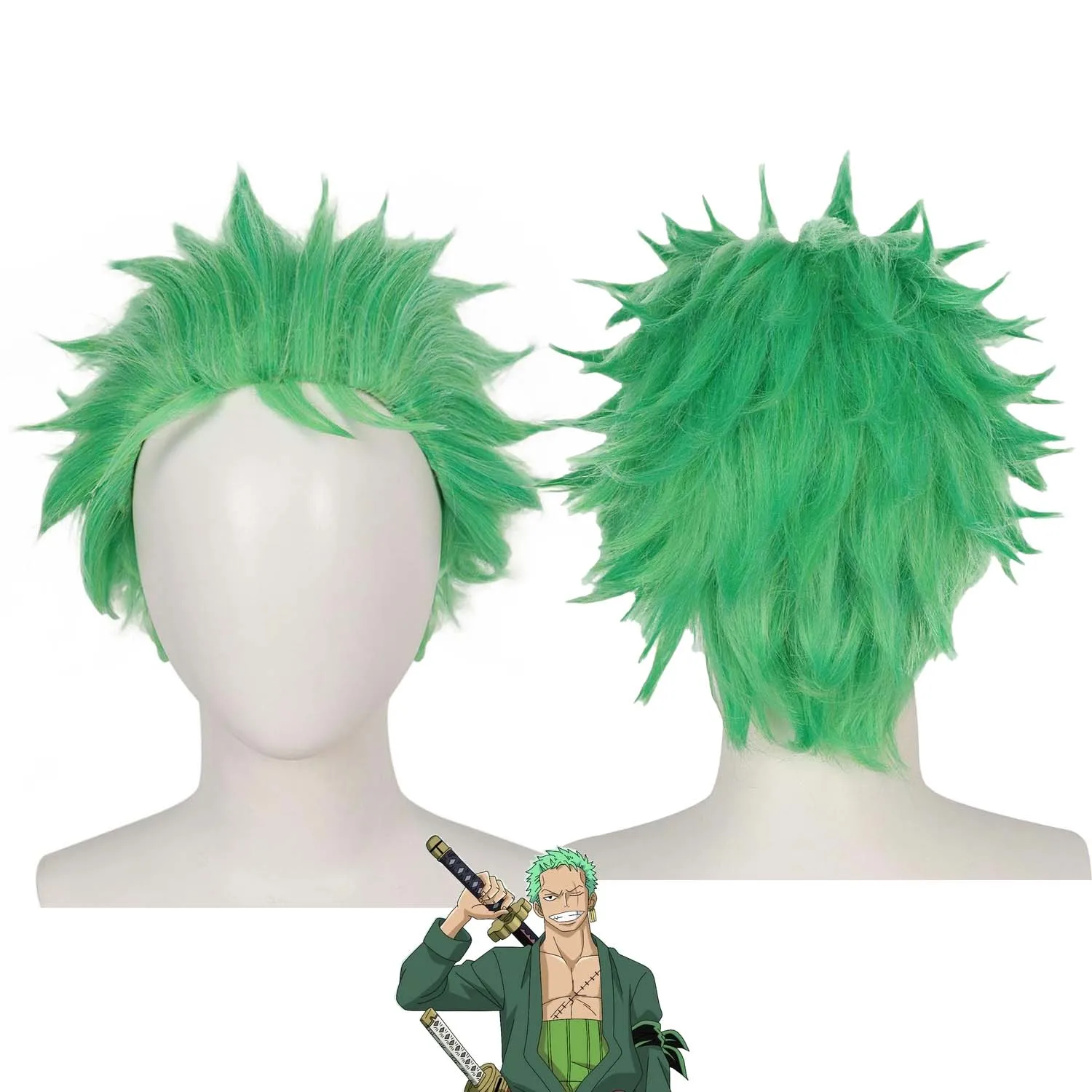 

Высококачественный короткий зеленый парик для косплея Ророноа Зоро в стиле Хэллоуин