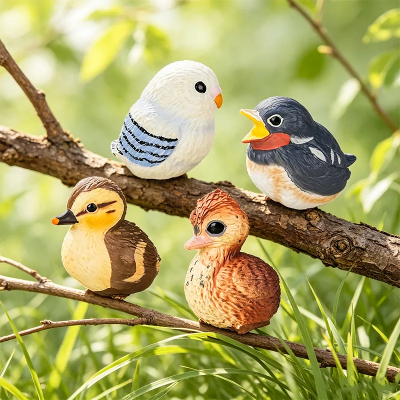 Oenux Realistic Cute Bird Figurine Swallow Ostrich Budgie Mallard Model Simulation Animal Statue Desk Home Decor Display