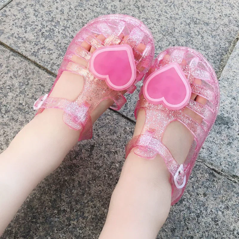 Fashion Girl Sandals Summer New Heart Shaped Jelly Kid Shoe Cute Casual Shoes Anti Slip Beach Shoe Girl Shoe Women Sandals