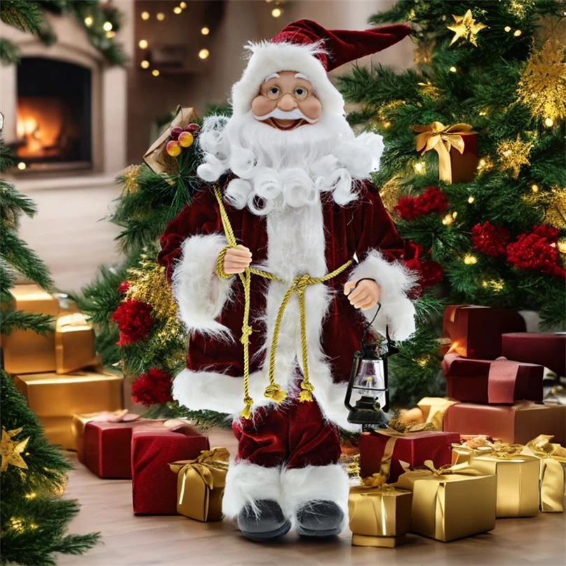 

45CM Beautiful Grandpa Santa Claus Figurine, Christmas Santa Claus Doll Statue For Home Room Decoration