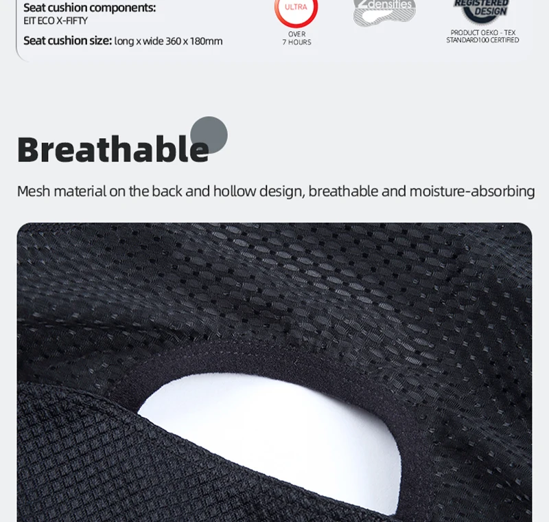 YKYW Elastic Interface Herren Radsport-Trägerhose, Sommer, atmungsaktiv, Fahrrad-Shorts, 7-Stunden-Reiten, Fahrrad-Trägerhose, Outdoor-Bekleidung – Detail 7