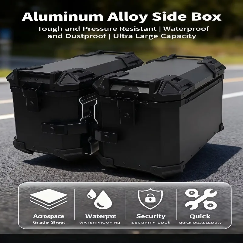 Adventure Motorcycle Side Boxes 38LAluminum Alloy LSuitable for Camping Equipment Motorcycle Trunk 5