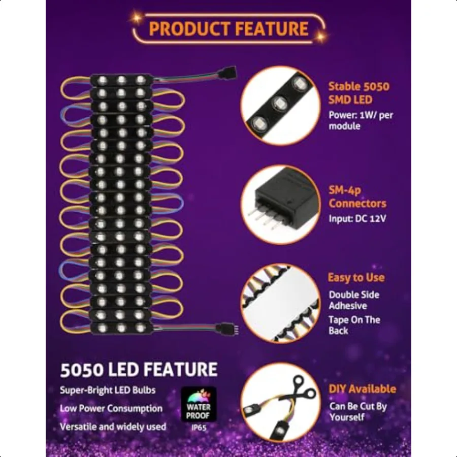 Moduli luminosi a LED per luci da finestra Busin Luci da vetrina Modulo LED per insegne 20ft 40PCS 5050 SMD RGB er Luminoso impermeabile Bu