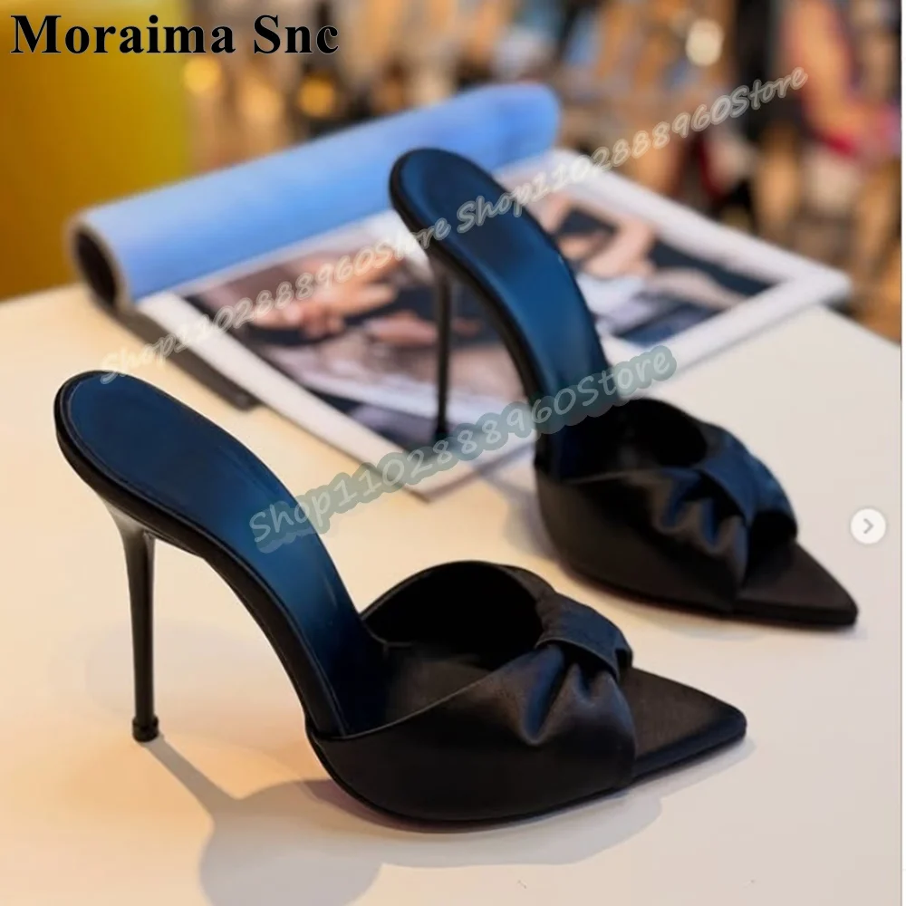 

Brown Leopard Print Silk Knot Pointy Slippers Stilettos High Heel Women Shoes Slip On Peep Toe Sexy Gorgeous Luxury Slippers