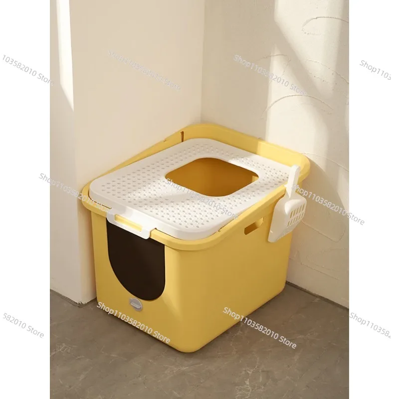 Cat litter basin, oversized, fully enclosed, odor proof, top in, external splash proof, cat litter basin, cat toilet