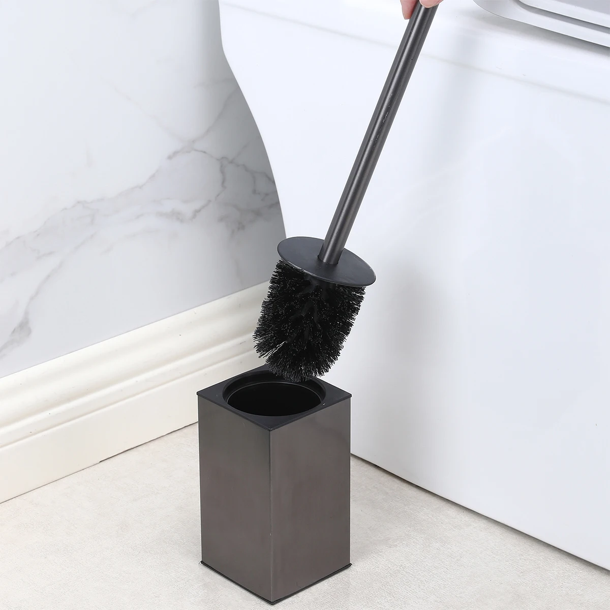 

Stainless steel toilet brush, floor-standing toilet brush for bathroom, no dead angles, deep cleaning toilet brush set, toilet b