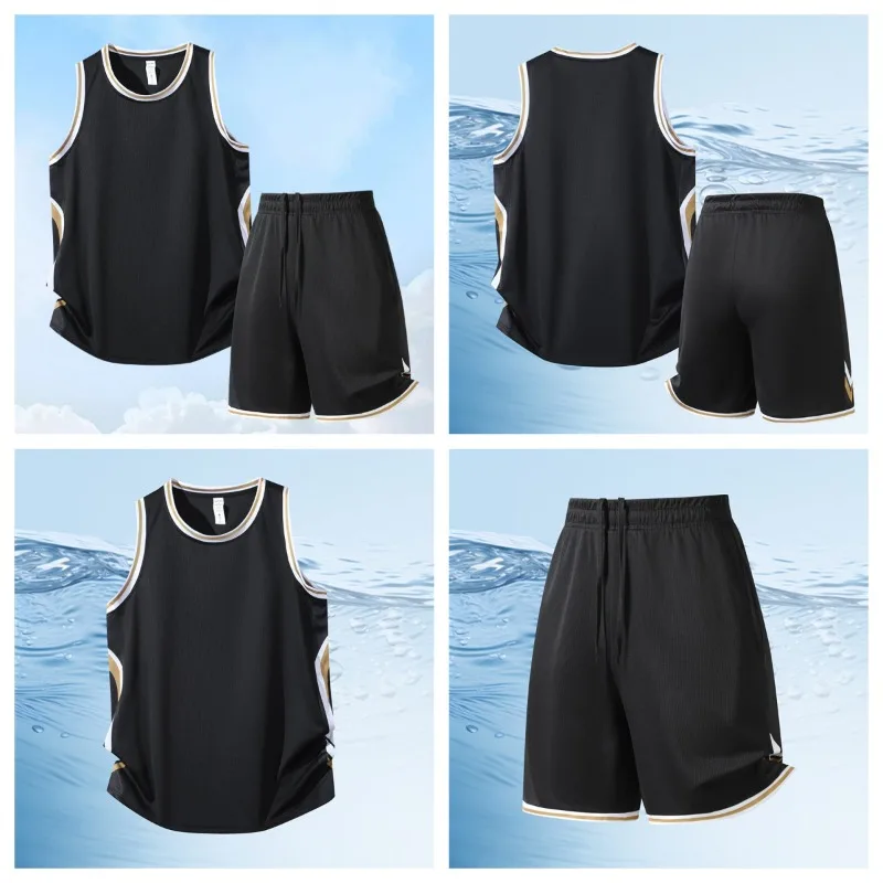 

Summer Outdoor Sports Fitness Fashion Trend Sportswear Men Daily Sleeveless T-shirt Five Inch Shorts Two-piece Fitness Suit Set