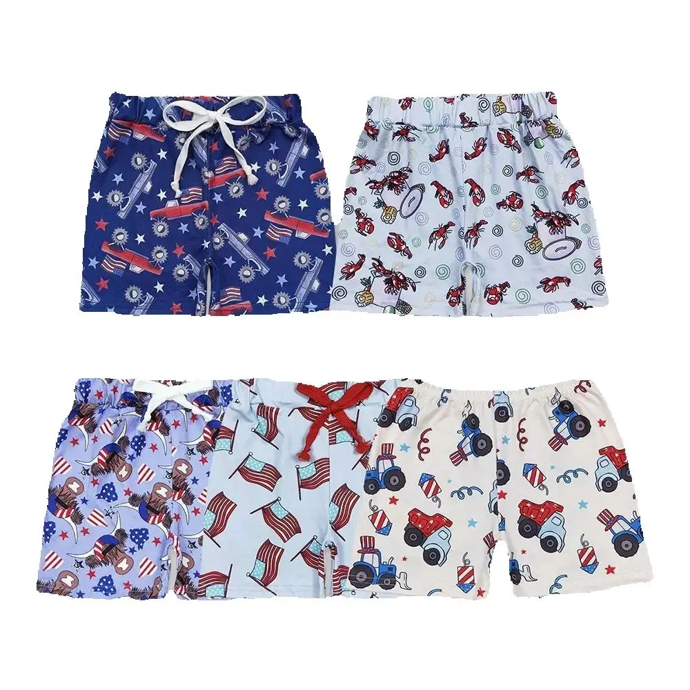 Baby Boys 4th of July Shorts Summer Flag Print Comfortable Cotton Bottoms for Infants