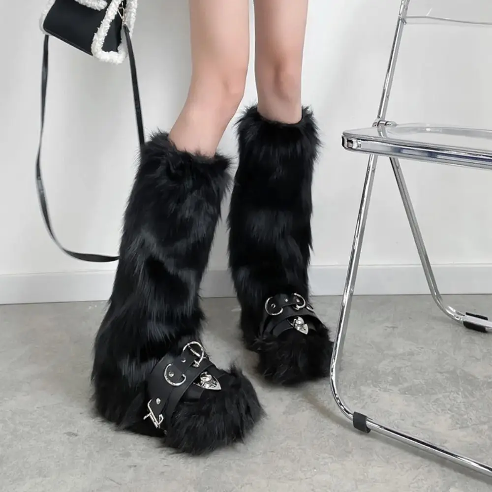 

Cute Y2k Imitation Fur Leg Warmers JK Spicy Girl Stockings Thick Pile Up Socks Winter Leg Covers Girls