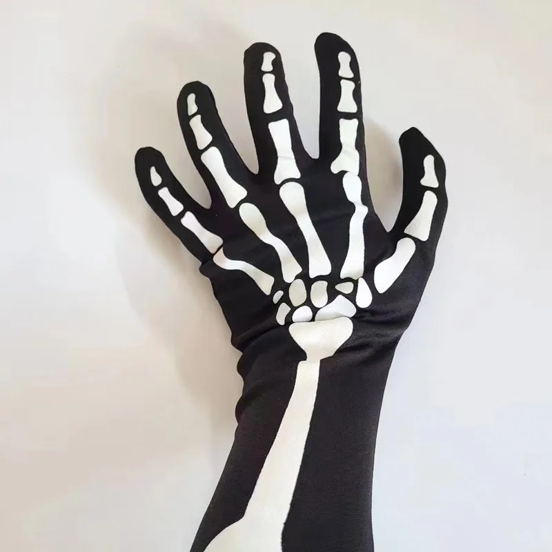 1pair Skeleton Gloves Halloween Prom Funny Holiday Party Makeup Accessories