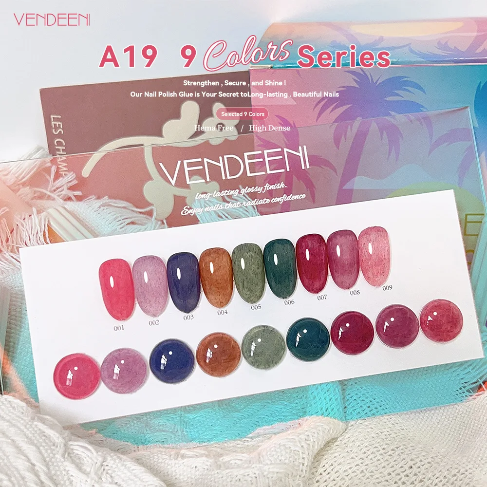 Vendeeni 9 Farben/Set Flauschiger Gel-Nagellack Semi-Permanent UV LED Soak-Off Gel-Lack DIY Plüsch-Samt Nagelkunst Gel-Lack – Detail 1