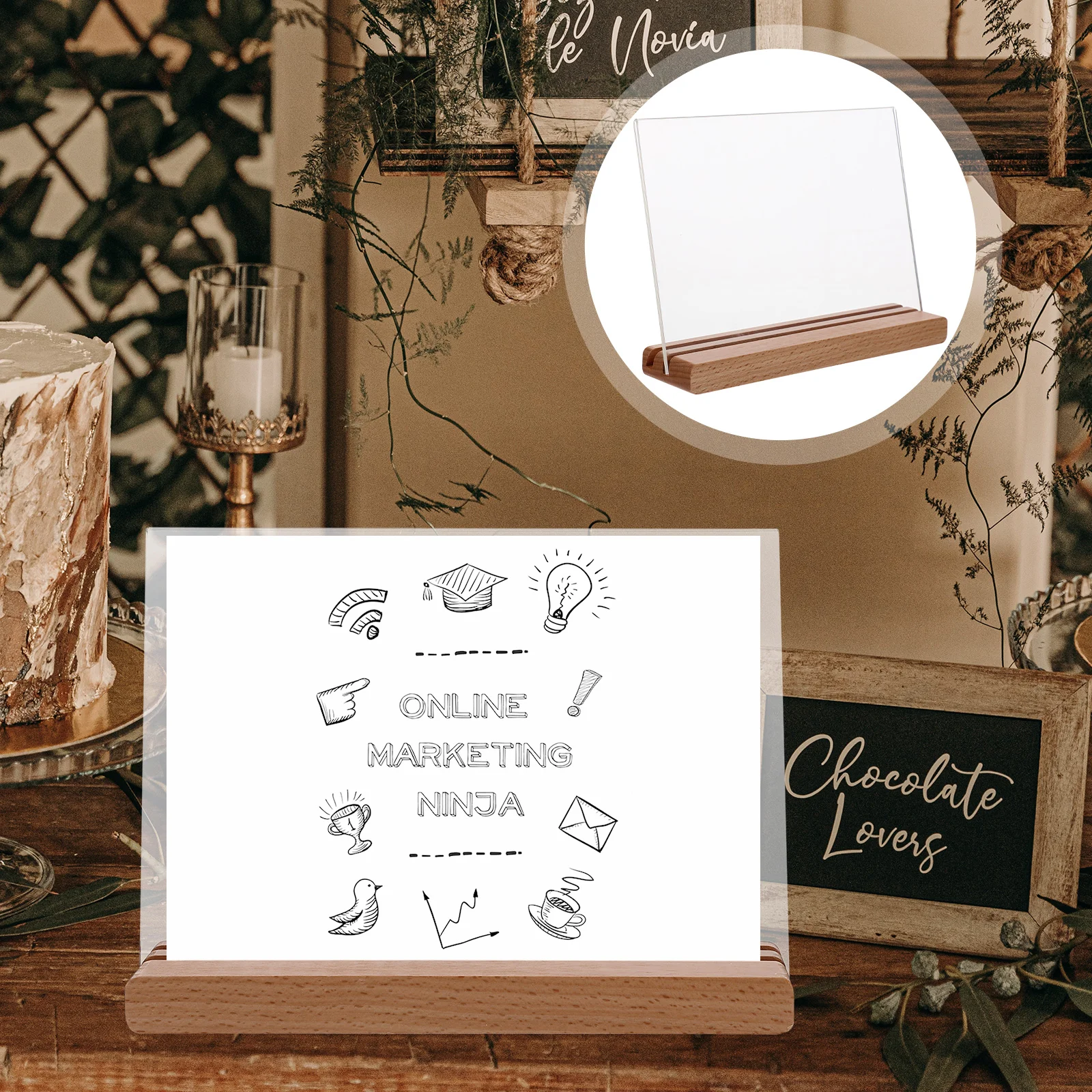 Dual Purpose Display Stand Shop Rack Menu Board Digital Signage Label Holder Acrylic Tag Showing Office Shelf