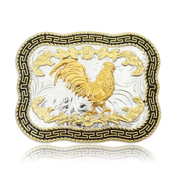 Silver Golden Animal Belt Buckle Luxury Rectangle Carved Embossed Rooster Horse Eagle Ox Scorpion Vintage Belt Buckles