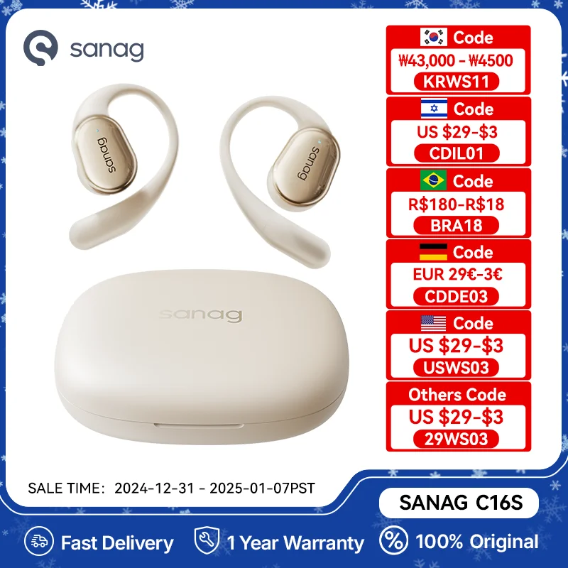 #Sanag C16S Bluetooth 5.4 Wireless Headphones Open Ear OWS Earphones HiFi Sound Headset APP Control TWS Earbuds 8 Hours Playback