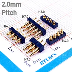 Spring-Loaded Pogo Pin Connector 2.0 mm Pitch 2 3 4 5 6 Pins Through Holes PCB SMD Height 3 4 4.5 7 mm Modular Contact Strip