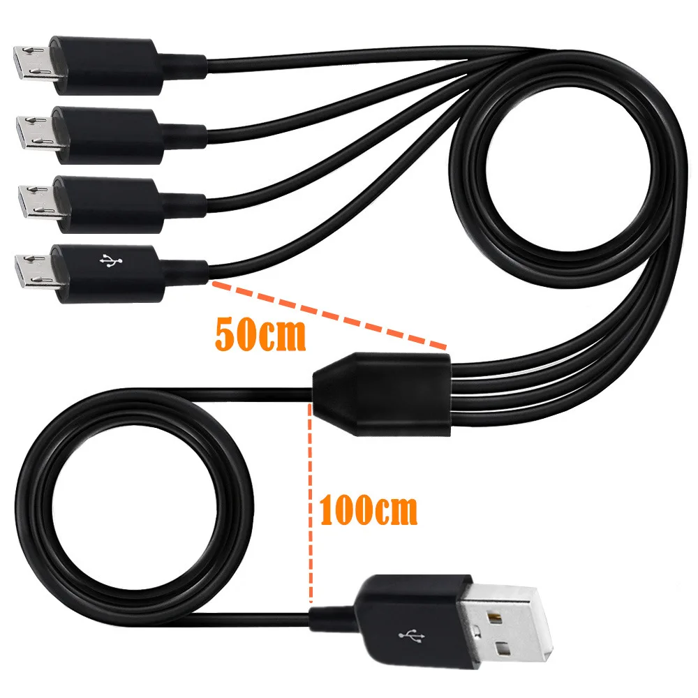 USB 2,0 Typ A Stecker Auf 4 Micro USB 5 Pin Männlich Splitter Y Daten Sync und Lade Connector Adapter kabel 0,5 m/1,5 m Schwarz Weiß