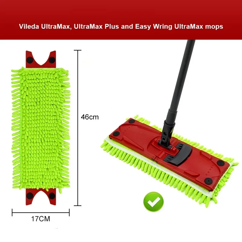 Microfibre Floor Mop Pads for Vileda UltraMax/UltraMaT 2in1 Flat Mop Cloth Quick Drying Washable Reusable Replacement Cloth