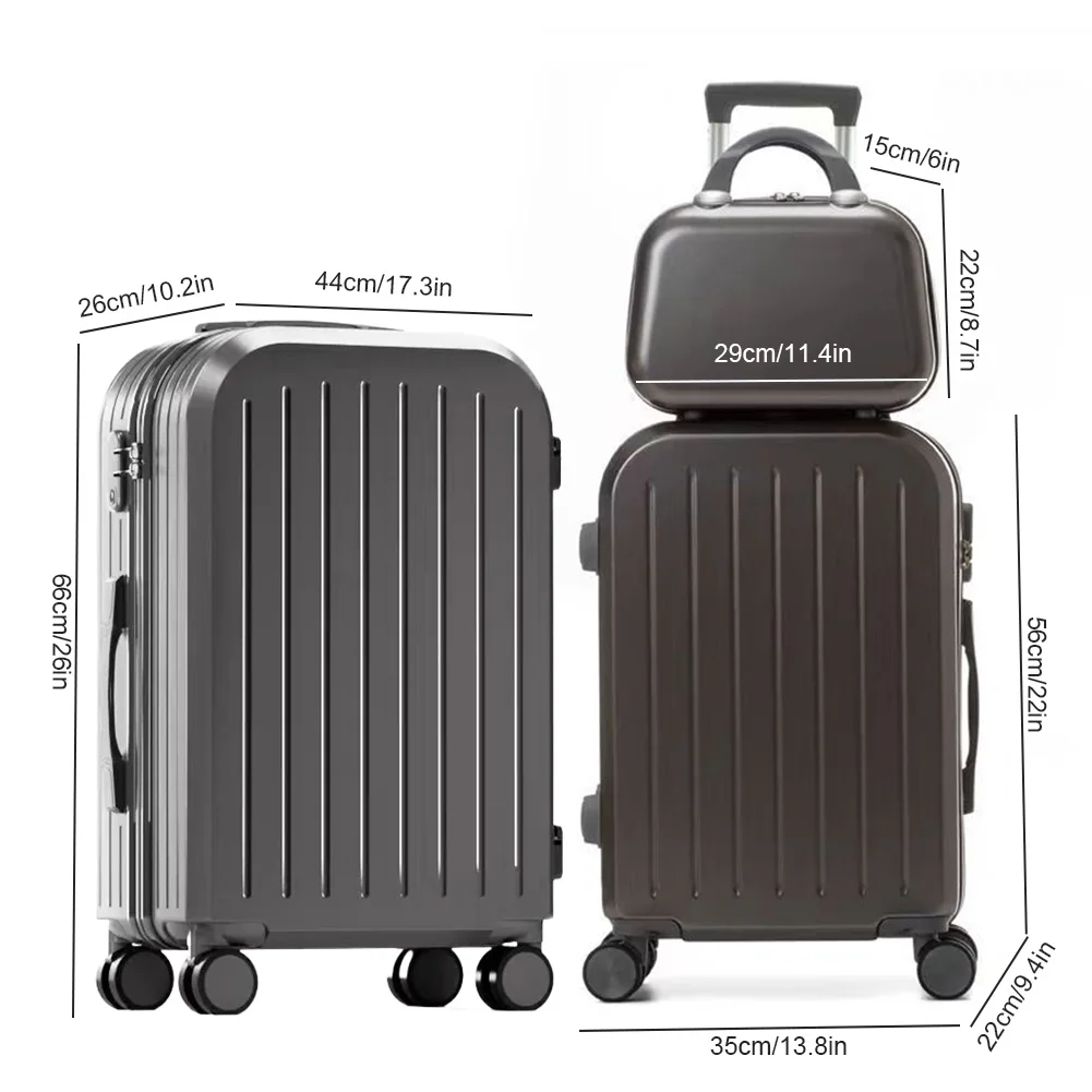 12 20 24 Inch 3 Pieces Carrier with Spinner Wheels Travel Suitcase On Wheels Zipper Trolley Luggage Bag Case TSA-Approved Lock