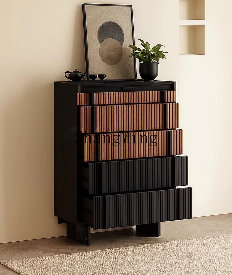 ZYY medieval style chest of drawers integrated storage cabinet against the wall retro solid wood color matching tea cabinet