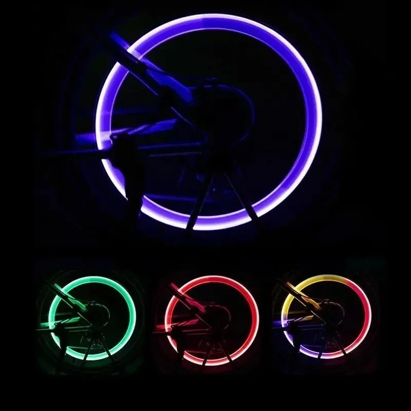 Tire LED Lights Bicycle Tire Valve Cap Lighting Motorcycle Bike Wheel Lamp Flash Lamps Colorful Road Cycling Lamp Accessories