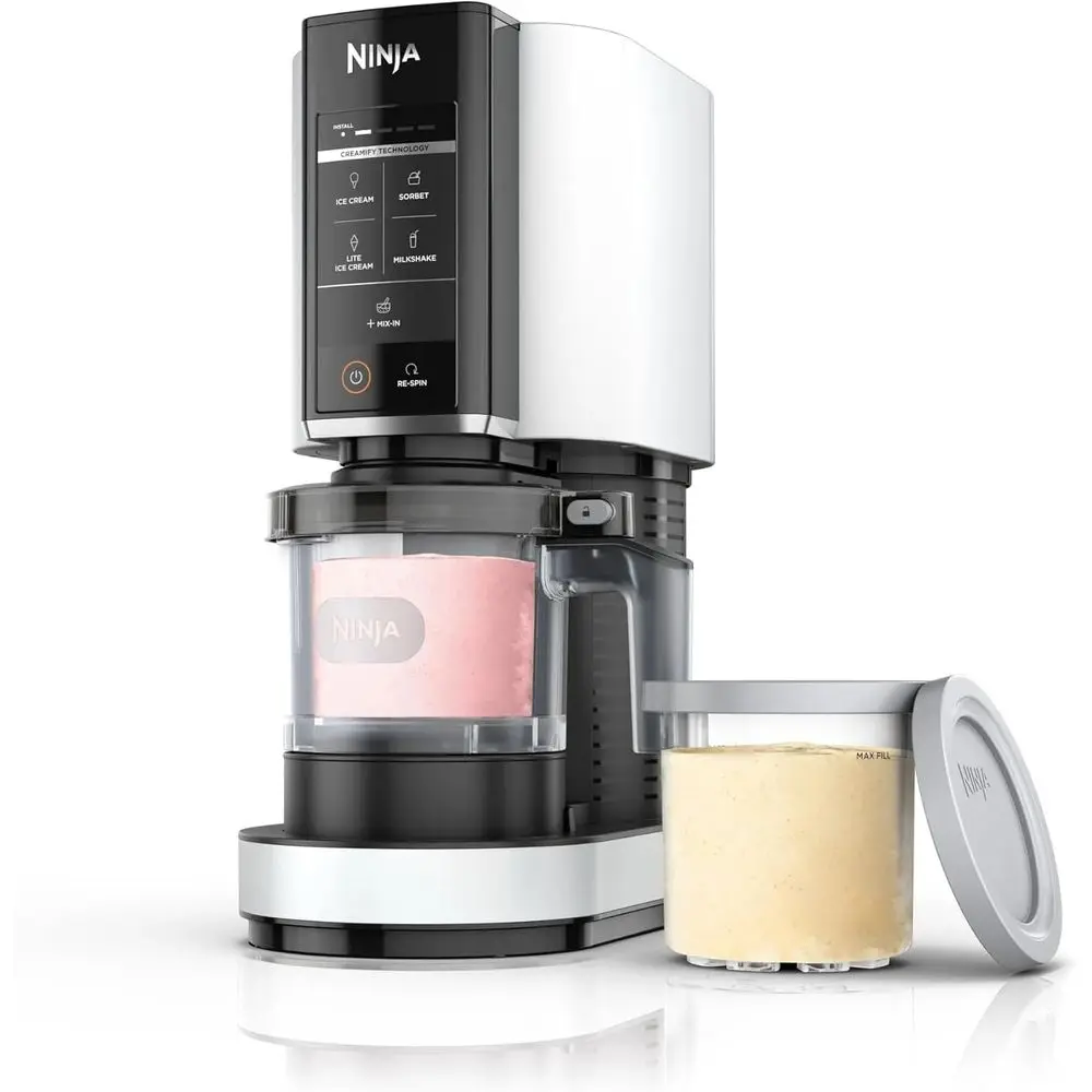 

CREAMi Ice Cream Maker, 5 One-Touch Progs, Includes (2) 16oz Pints with Lids, Transorm rozen Bases to Ice Cream, Sorbets, Milksh
