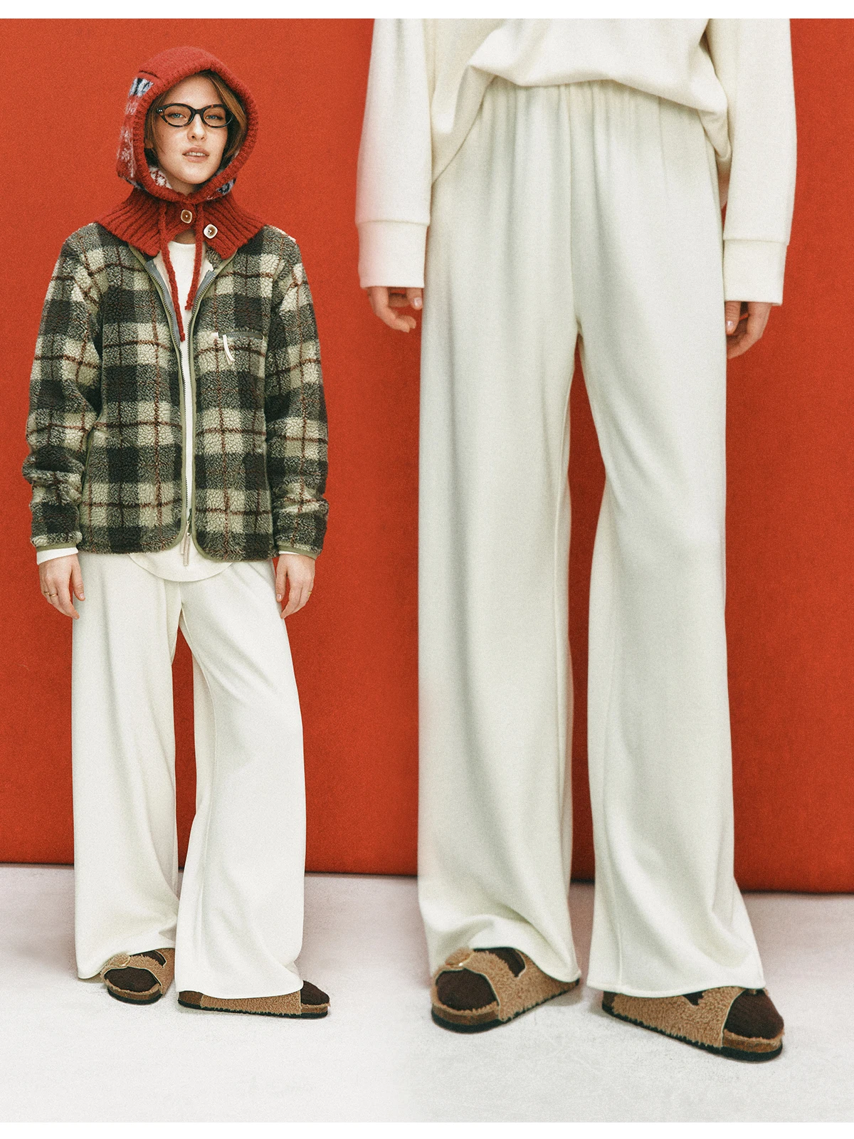 

Acetate Camere Thin Fce Comfortable Simple Elastic Waist Straight Leg Wide Leg Casual Pants Ladies Knitted Fabric