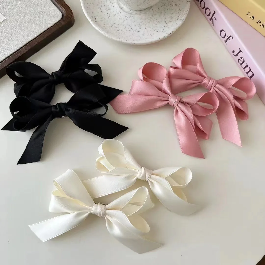 

2PCS/Set Ribbon Bow Large Hair Clips Hairpins Women Girls Sweet Pink Side Hair Barrettes Hairgrips Hair Accessories Fashion Gift
