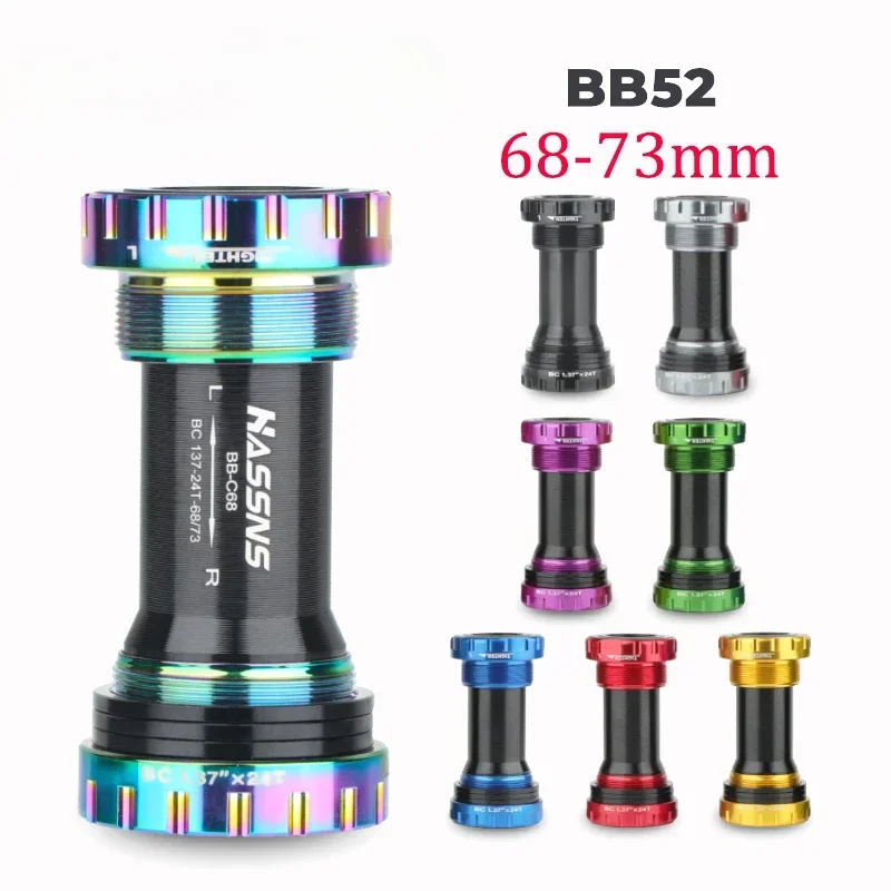 HASSNS BB52 Bicycle Bottom Bracket Hollowtech BB51 BB68 73 Central Movement Axis MTB Bearings for Mountain Bike Crankset Shaft