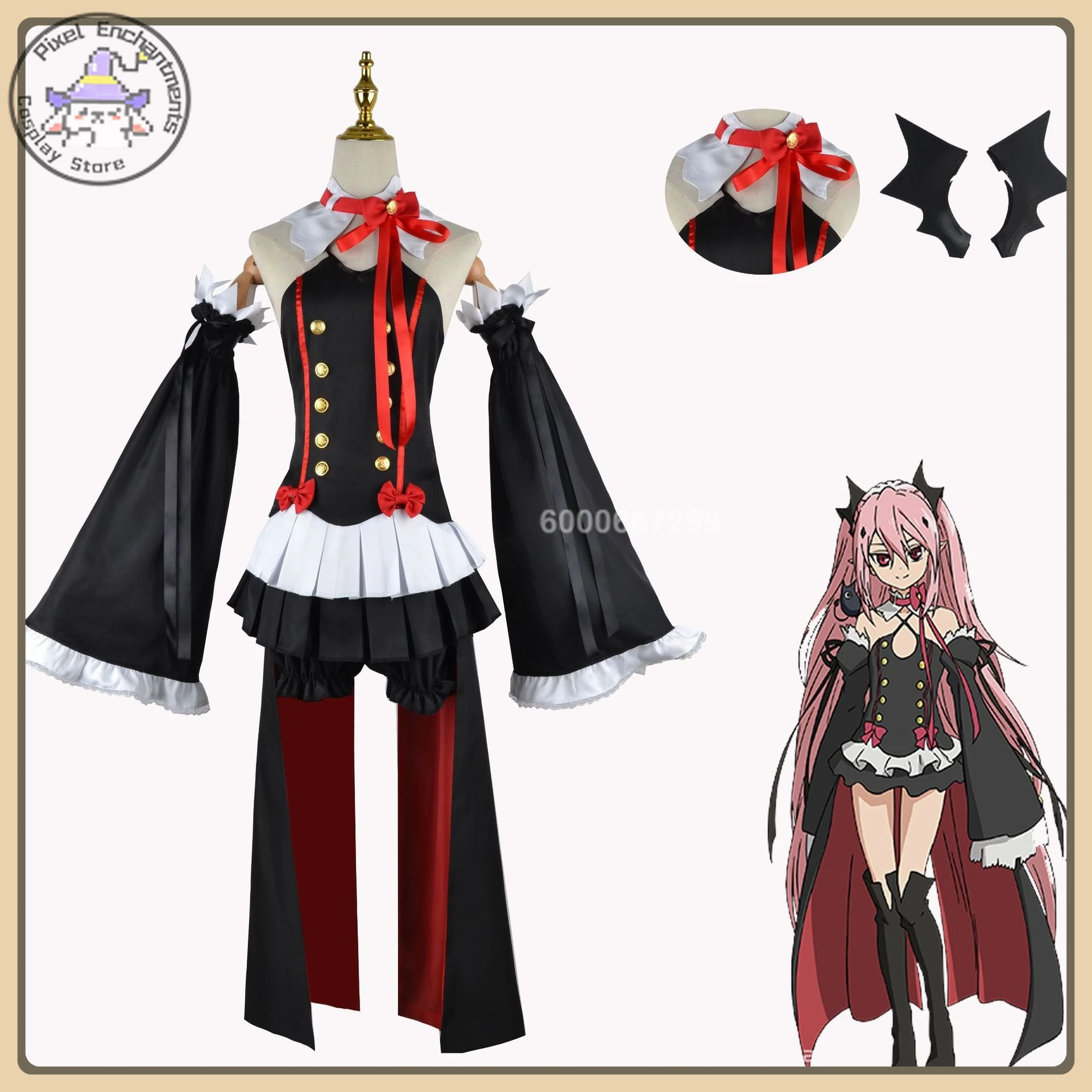 

Anime Seraph of the End Krul&Mikaela Cosplay Complete Dual Set Wigs All Accessories High Quality Comic Con Outfit (Female)