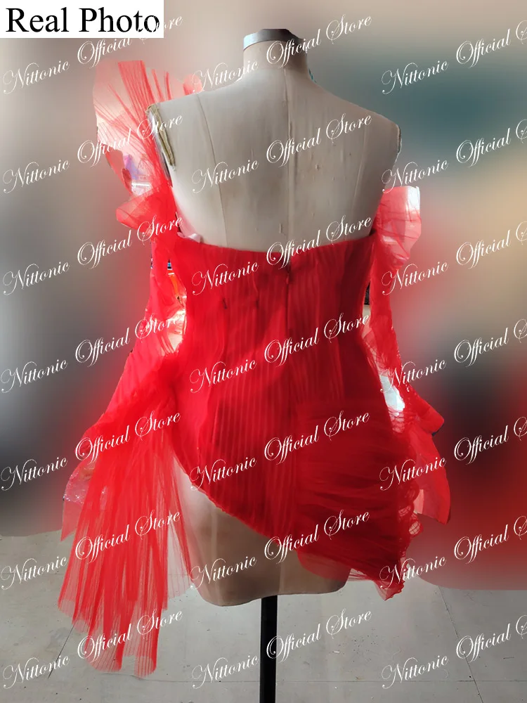 New Mini Red Cocktail Homecoming Dresses for Women Tulle Sleeveless Above Knee Prom Party Elegantes Para Mujer Vestidos 2023