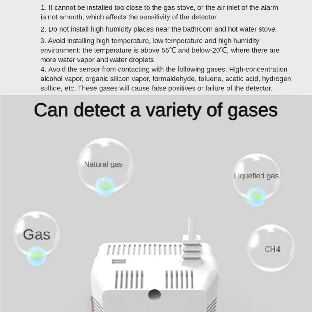Imagem -05 - Sensor de Vazamento de Gás Combustível Alarme para Cozinha Combinação de Gás Natural e Monóxido de Carbono Detector Conecte em co Propano Glp