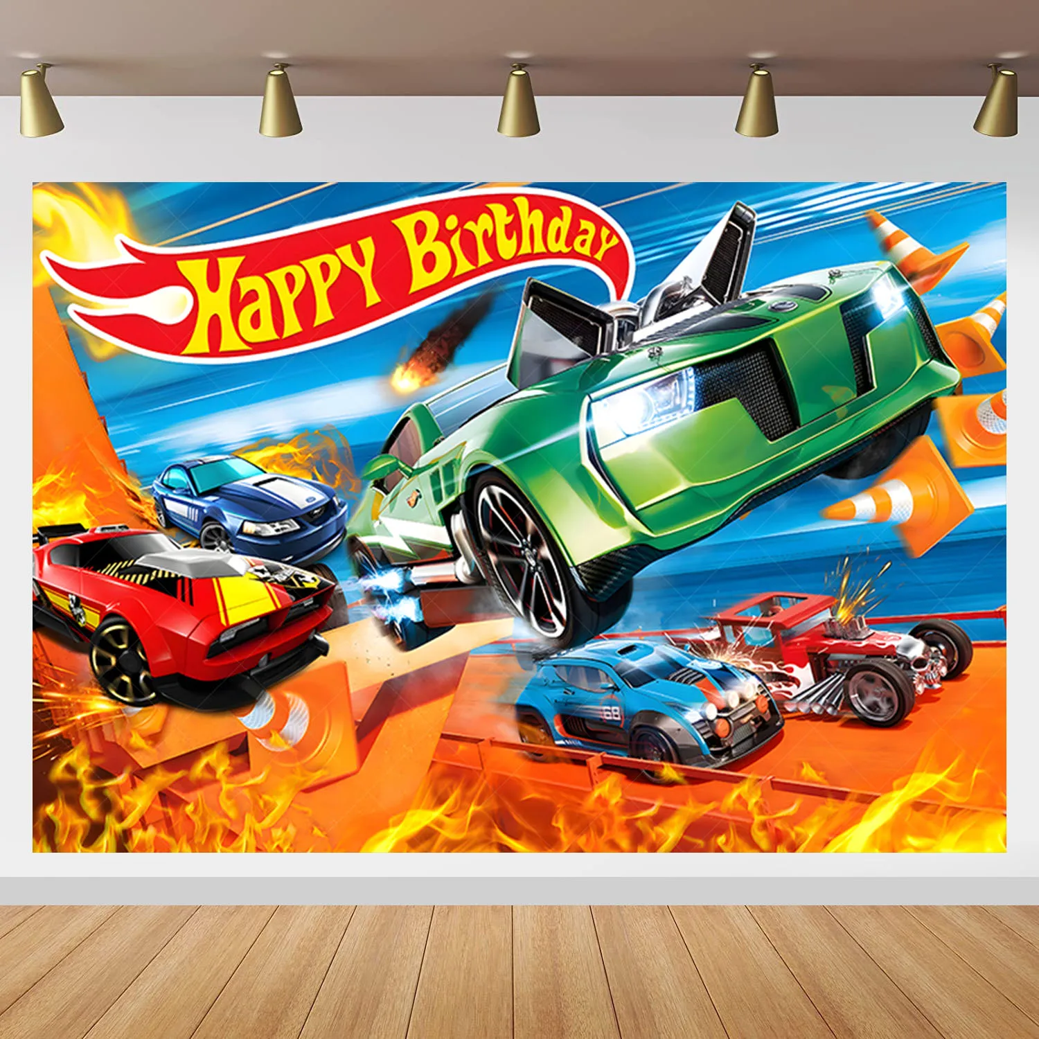 

Фон для фотосъемки с монстрами Hot Wheels, детский фон для фотосъемки на день рождения, игровой гоночный автомобиль, фотофон, полиэстер, виниловый реквизит