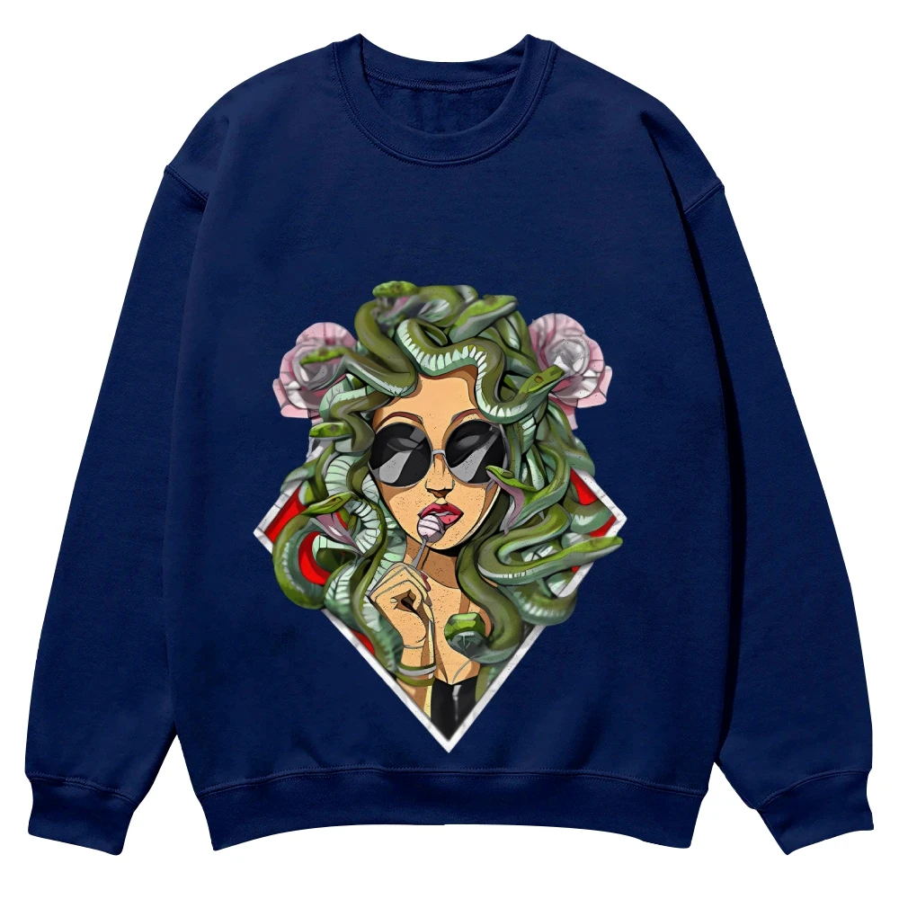 سترة قطنية مطبوعة على شكل ثعبان للفتيات ، ياقة دائرية ، سويتر مصمم على الموضة ، كتف حديث ، خريف وشتاء ، اتجاه جديد #2