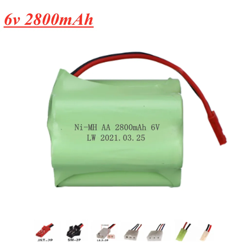 6v 2800mah AA NI-MH Battery For RC Toy Car Boat  Gun  Train Truck Model 6V nimh Rechargeable Battery Pack jst Plug 1pcs