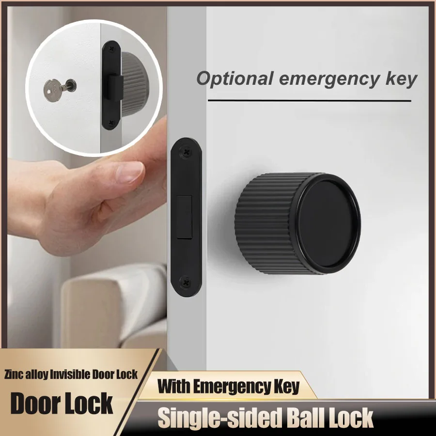 

Invisible Door Lock Silent Magnetic Door Lock Single-sided Ball Lock With Emergency Key Door Hardware Accessories