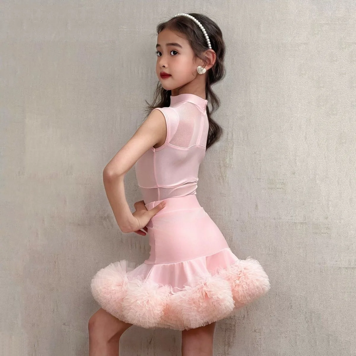 فستان رقص لاتيني بدلة أداء نسائية وردي أزرق فساتين رقص أمريكية لاتينية راقية تنورة ملابس رقص للفتيات #3