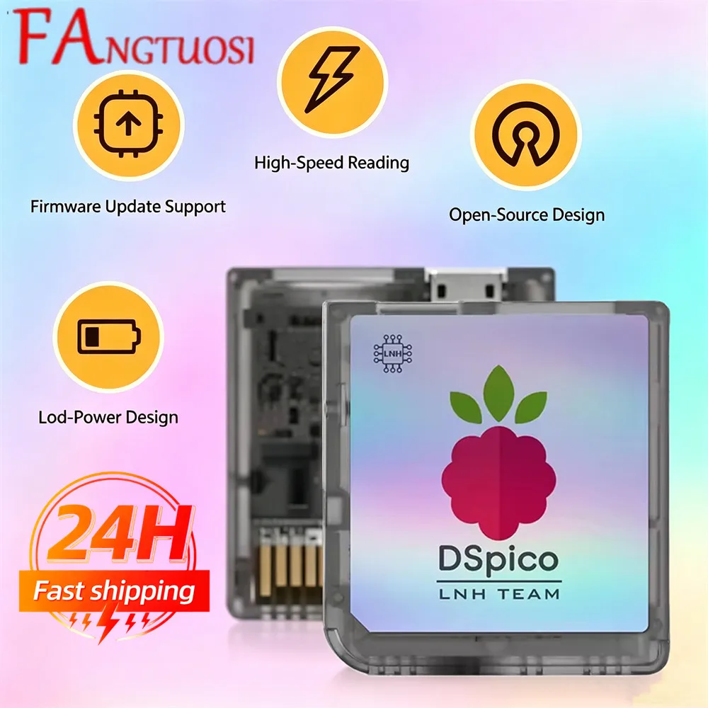 FANGTUOSI Transparent frosted Colored DSpico Game Reader Compatible With NDS NDSL DSi 3DS Console RP2040 MCU