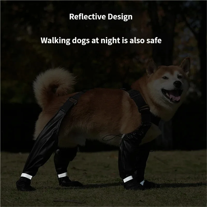 Outdoor dog shoes Waterproof Anti Slip Wear Resistant Dog Rain Boots Reflective Anti Drop Outdoor Dirty Proof Pet Shoes