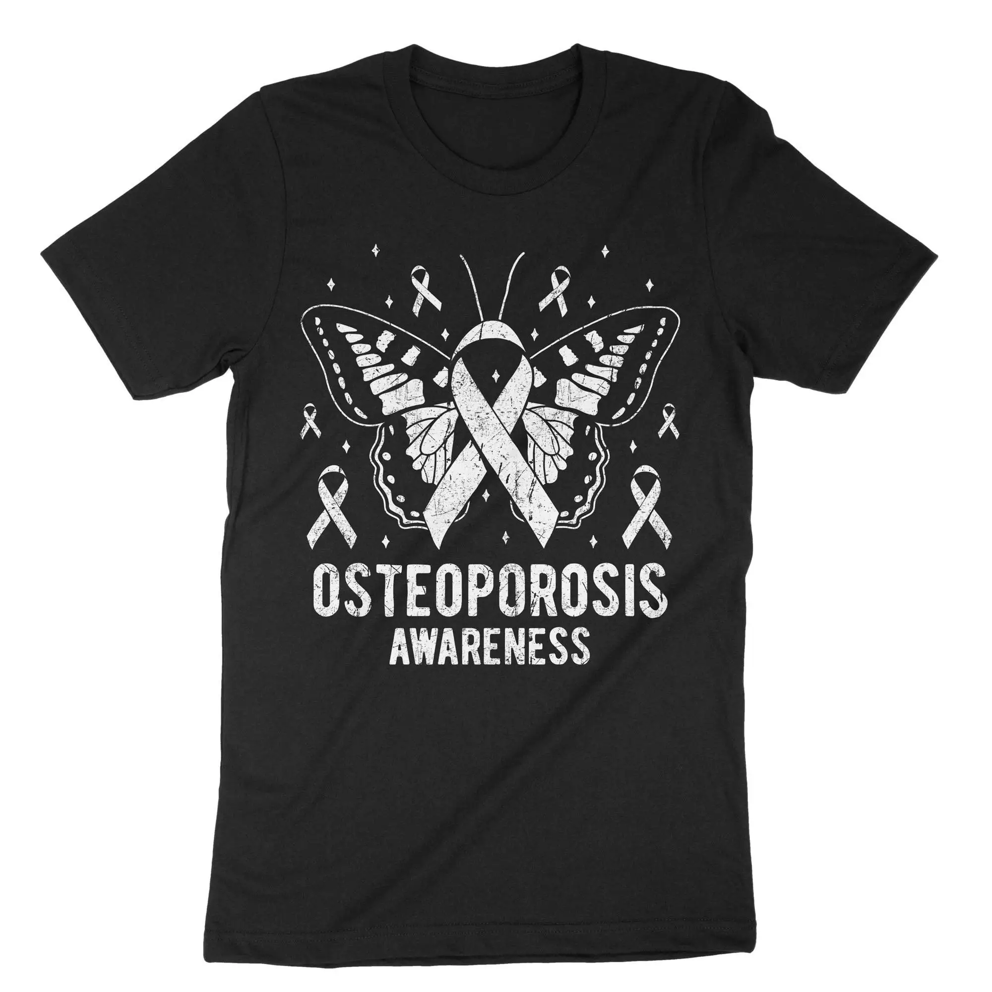 Osteoporosis Awareness T Shirt Day Skeletal Disorder Motivational White Ribbon Bone Fragility Disability