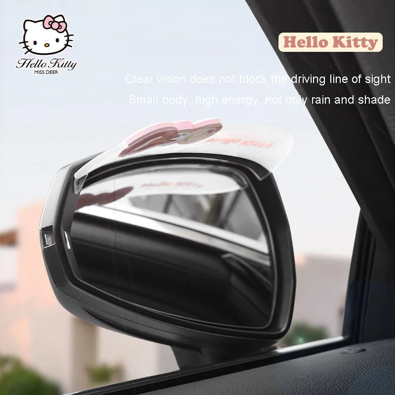 2Pcs Car Rearview Mirror Rain Eyebrow Anime Cartoon Hellokitty Cute Reflector Car Windows Weatherboard Car Accessories Girl Gift