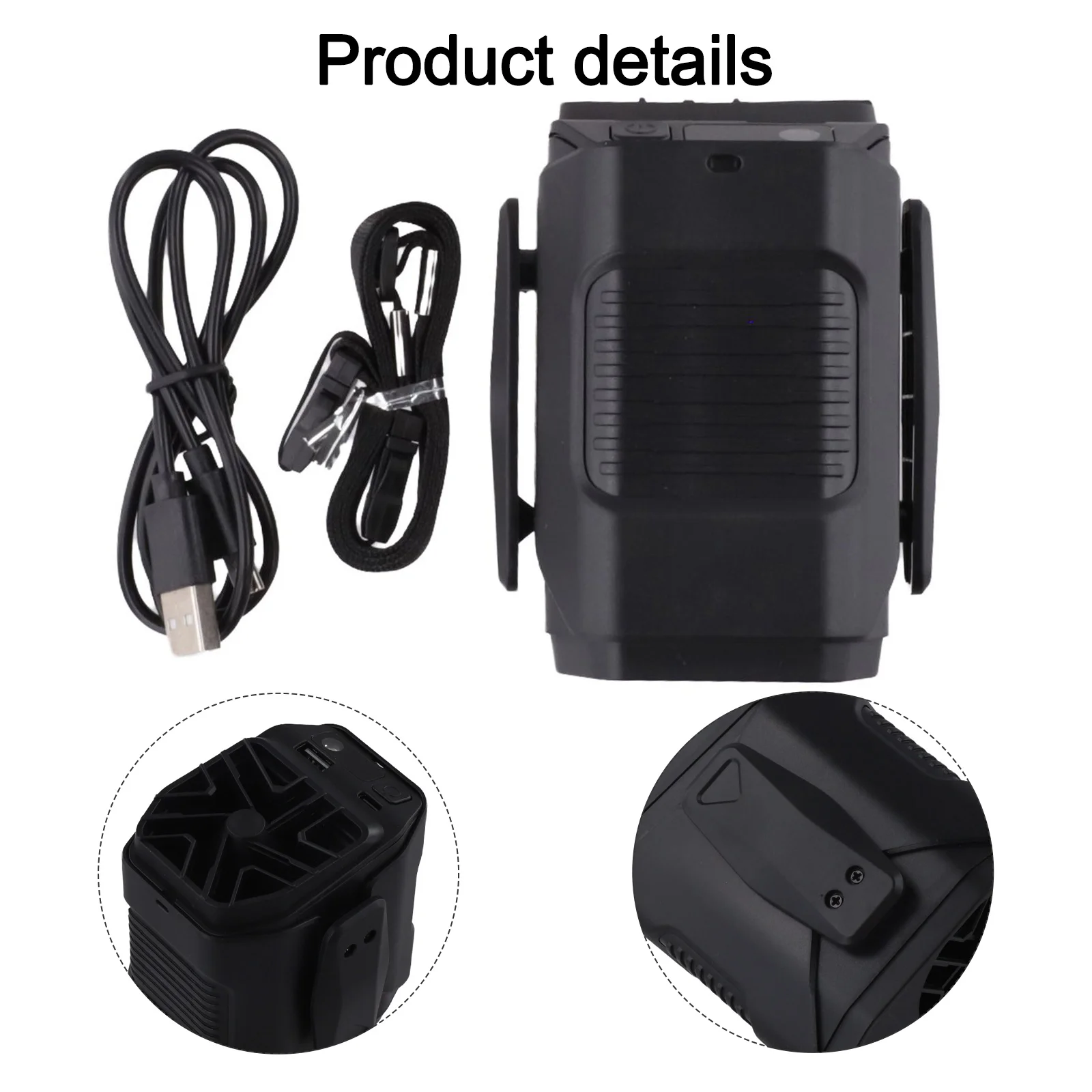 Cooler LED Light Fan Green Rechargeable Waist Fan Outdoor Adventure Fan Hands-Free Operation Lightweight Design Compact Size