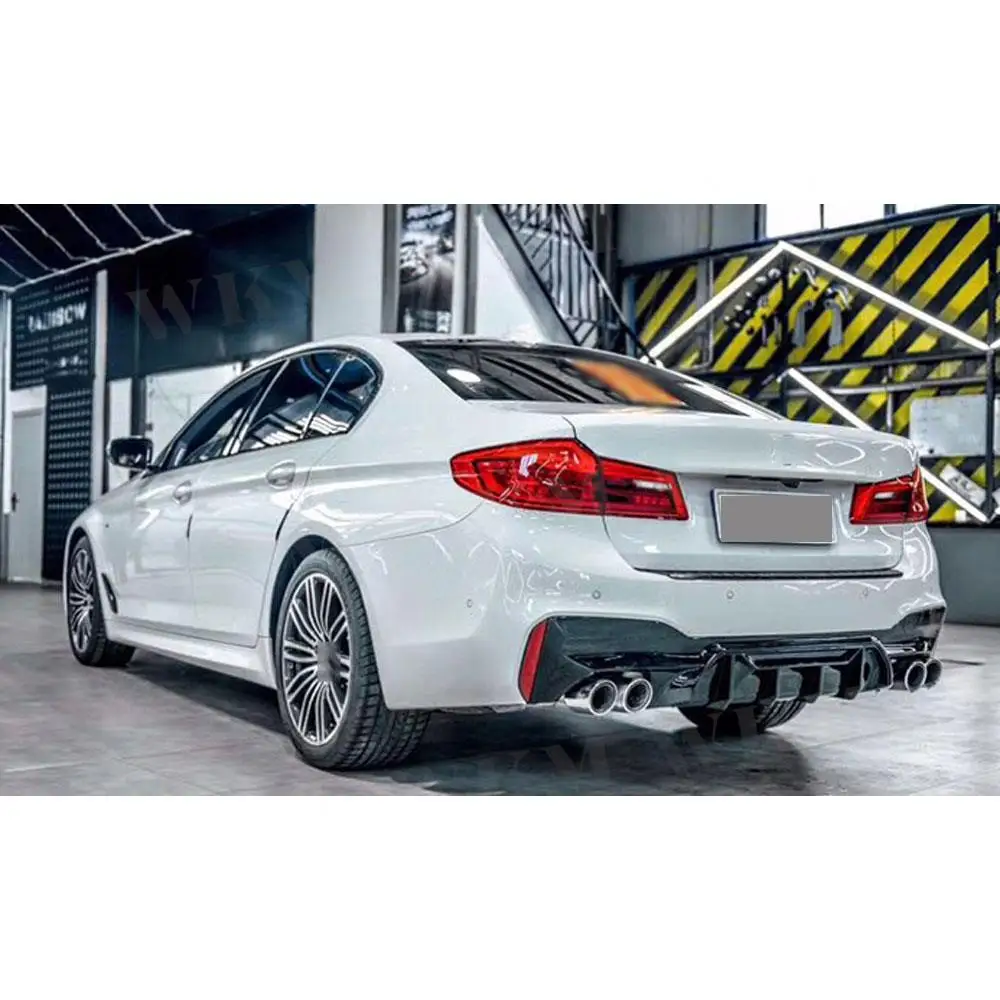 

JCYECF ABS задний бампер, диффузор, наконечники из нержавеющей стали для BMW 5 серии G30 G38 M Sport 2017-2020, защита бампера для соревнований