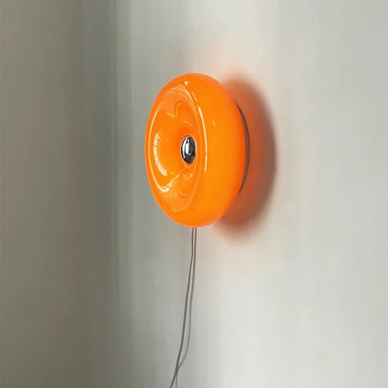 Imagem -04 - Lâmpadas de Parede de Vidro Branco para Quarto Infantil Laranja e Branco Donut Quarto Cabeceira Estudo Personalidade Decoração de Luz de Parede Lâmpada de Mesa Novo